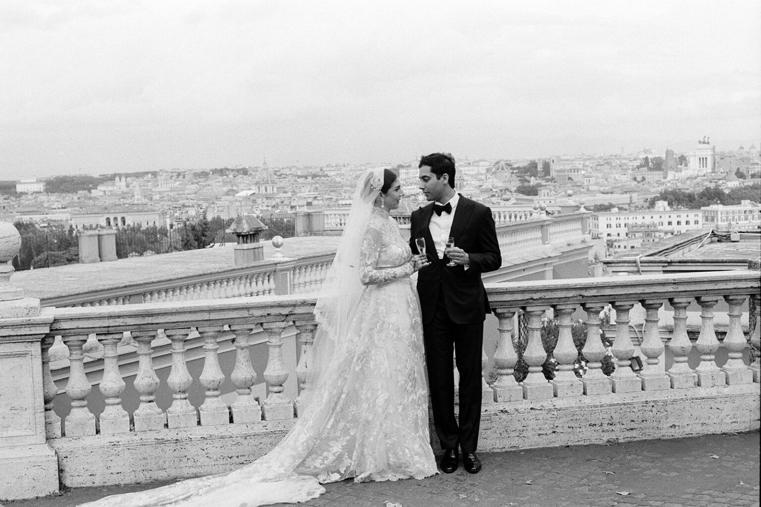 The Bride Wore a 30-Foot Veil to Marry in an Ancient Basilica at This Catholic-Sikh Wedding in Rome