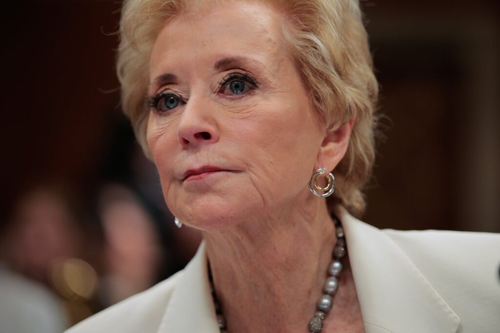 Education Secretary Linda McMahon struggles with unusual math when attempting so as to add up proposed funds cuts